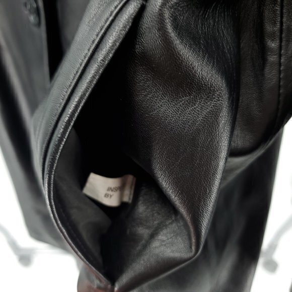 Colebrook 90s-Style Long Line 100% Leather Jacket L Black - Picture 8 of 16